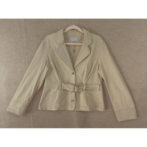 per una Jackets & Blazers - Per Una Denim Jacket Womens Sz 16‎ Khaki Belted Stretch Marks + Spencer NWT